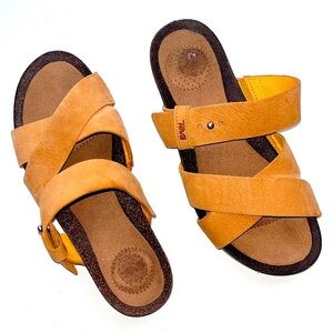 NWOT Teva Mahonia Leather Slip On Sandals